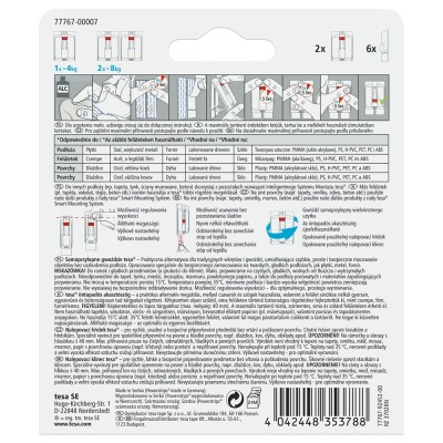Akasztószög öntapadós, állítható sima felületekhez 4 kg teherbírás 2 darab/bliszter Tesa Powerstrips