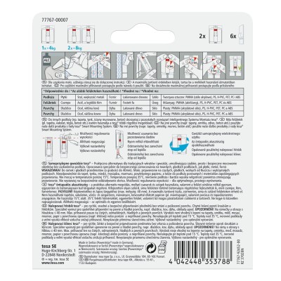 Akasztószög öntapadós, állítható sima felületekhez 4 kg teherbírás 2 darab/bliszter Tesa Powerstrips