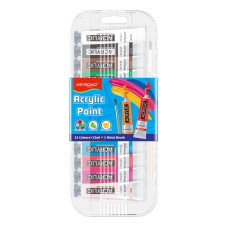 Akril festék, 12 x 12 ml, műanyag dobozban, Keyroad, vegyes színek