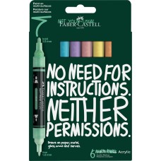 Akril marker készlet,kétvégű MULTIMARK pasztell Faber-Castell jégkék, barack, mentazöld, vanília, lila, rózsa 6klf. szín