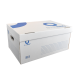 Archiváló konténer karton doboz fedeles 54x36x25cm, felfelé nyíló tetővel Bluering® fehér-kék