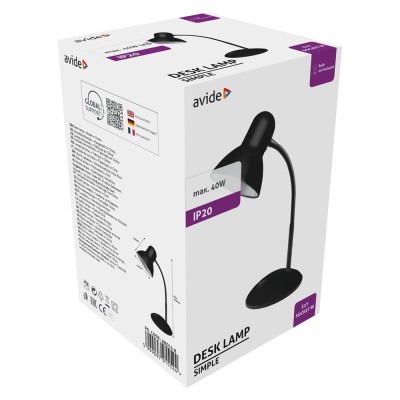 Asztali lámpa, Basic Simple, max. 40W, AVIDE, fekete Asztali lámpa, Basic Simple, max. 40W, AVIDE, fekete