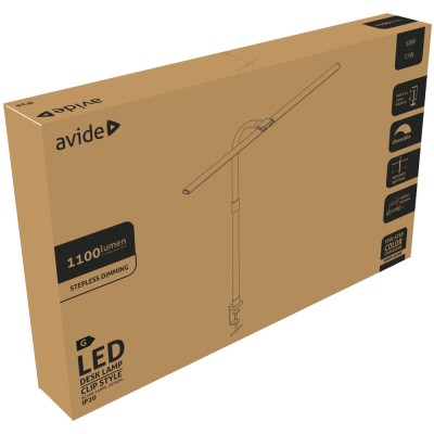 Asztali LED lámpa, duplafejű, 18W, AVIDE, fekete Asztali LED lámpa, duplafejű, 18W, AVIDE, fekete