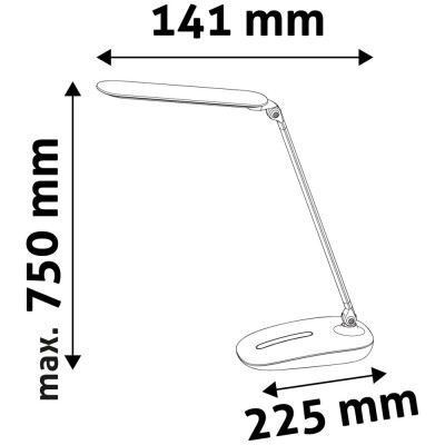 Asztali LED lámpa, érintésvezérelt, dimmelhető, 10W, 5000K, AVIDE, fekete