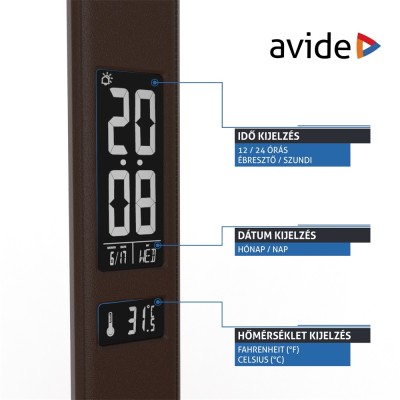 Asztali LED lámpa, Nathan, kijelzős, 6W, 5000K, AVIDE, barna Asztali LED lámpa, Nathan, kijelzős, 6W, 5000K, AVIDE, barna