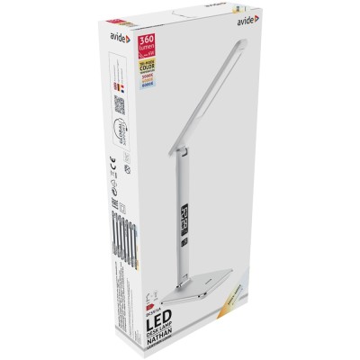 Asztali LED lámpa, Nathan, kijelzős, 6W, 5000K, AVIDE, fehér Asztali LED lámpa, Nathan, kijelzős, 6W, 5000K, AVIDE, fehér