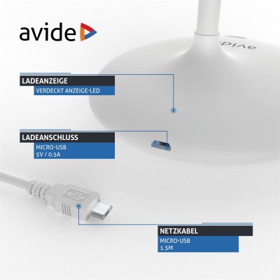 Asztali LED lámpa, Minimal, 4W, 4000K, AVIDE, fehér Asztali LED lámpa, Minimal, 4W, 4000K, AVIDE, fehér