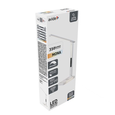 Asztali LED lámpa, QI Mona, 7W, AVIDE, fehér Asztali LED lámpa, QI Mona, 7W, AVIDE, fehér