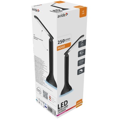Asztali LED lámpa, RGB hangulatvilágítás, 4W, 4000K, AVIDE, fekete Asztali LED lámpa, RGB hangulatvilágítás, 4W, 4000K, AVIDE, fekete