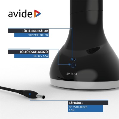 Asztali LED lámpa, RGB hangulatvilágítás, 4W, 4000K, AVIDE, fekete Asztali LED lámpa, RGB hangulatvilágítás, 4W, 4000K, AVIDE, fekete
