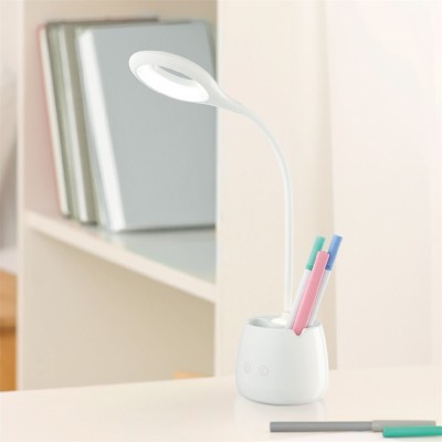 Asztali LED lámpa, tolltartóval, 5W, 6400K, AVIDE, fehér Asztali LED lámpa, tolltartóval, 5W, 6400K, AVIDE, fehér