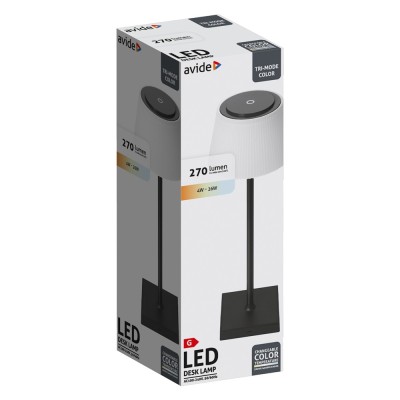 Asztali LED lámpa, USB, 4W, 4000K, AVIDE, fekete Asztali LED lámpa, USB, 4W, 4000K, AVIDE, fekete