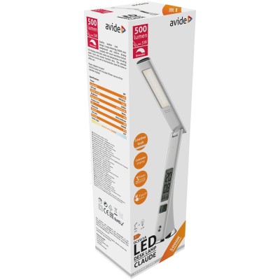 Asztali LED lámpa, Claude, kijelzős, 5W, 5000K, AVIDE, fehér Asztali LED lámpa, Claude, kijelzős, 5W, 5000K, AVIDE, fehér