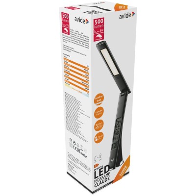 Asztali LED lámpa, Claude, kijelzős, 5W, 5000K, AVIDE, fekete Asztali LED lámpa, Claude, kijelzős, 5W, 5000K, AVIDE, fekete