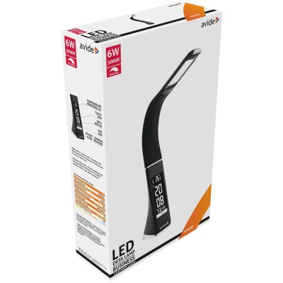 Asztali LED lámpa, kijelzős, 6W, 5000K, AVIDE, fekete Asztali LED lámpa, kijelzős, 6W, 5000K, AVIDE, fekete