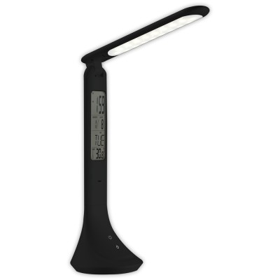 Asztali LED lámpa, kijelzővel, 5W, 4000K, AVIDE, fekete