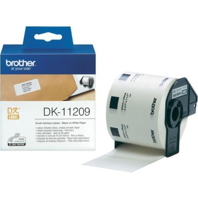 Etikett címke, 29x62mm Brother DK11209  800 db etikett/doboz fekete ORIGINAL