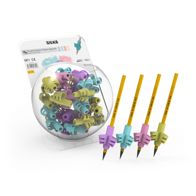 Ceruza markolat, fogássegítő, szilikon, pasztell, 72 db/display, Silka