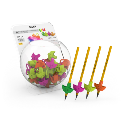 Ceruza markolat, fogássegítő, szilikon, smile, 72 db/display, Silka