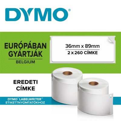 Etikett Dymo LW nyomtatóhoz 36x89mm, 260 db etikett/doboz, Original, fehér Etikett Dymo LW nyomtatóhoz 36x89mm, 260 db etikett/doboz, Original, fehér