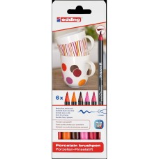Ecsetirón porcelán marker 1-4mm, kerek Edding 4200/6, 6 warm klf.szín