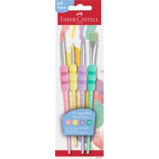 Ecsetkészlet, 4, 8, 10, 12, puha tapintású pasztell kerek/lapos Faber-Castell 4klf. testszín