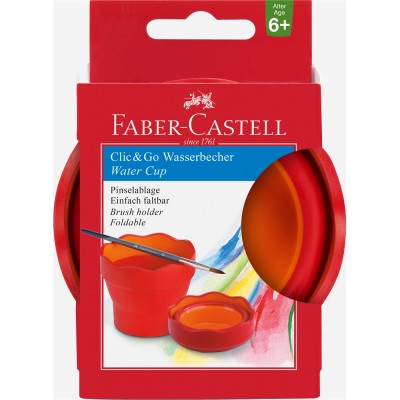 Ecsettál összecsukható mechanizmussal CLIC&GO Faber-Castell piros Ecsettál összecsukható mechanizmussal CLIC&GO Faber-Castell piros