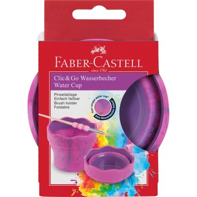 Ecsettál összecsukható mechanizmussal CLIC&GO Faber-Castell rózsaszín márvány Ecsettál összecsukható mechanizmussal CLIC&GO Faber-Castell rózsaszín márvány