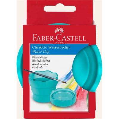 Ecsettál összecsukható mechanizmussal CLIC&GO Faber-Castell türkiz Ecsettál összecsukható mechanizmussal CLIC&GO Faber-Castell türkiz