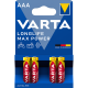 Elem AAA mikro LR03 Longlife Max Power 4 db/csomag, Varta
