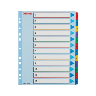 Elválasztólap, A4, Maxi regiszteres 1-12 laminált karton előlap 100209 Esselte