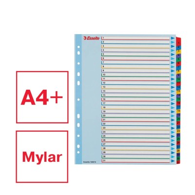 Elválasztólap, A4, Maxi regiszteres 1-31 laminált karton előlap 100210 Esselte