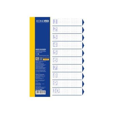 Elválasztólap, A4, prespán mintás 160 micron, 10 részes, PP Economix