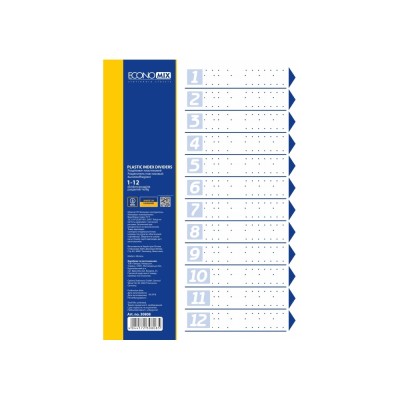 Elválasztólap, A4, prespán mintás 160 micron, 12 részes, PP Economix