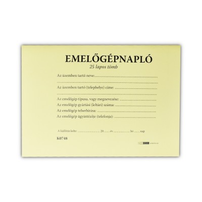 Emelőgépnapló 24 lapos A/5 fekvő K0748