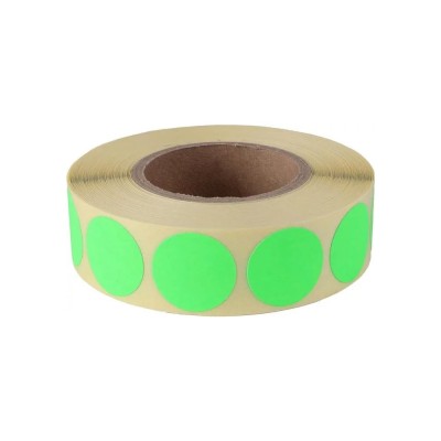 Etikett címke, 20mm, körcímke tekercses, 1000 címke/tekercs fluo zöld
