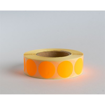 Etikett címke, 20mm, körcímke tekercses, 1000 címke/tekercs fluo narancs