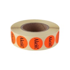 Etikett címke, 20mm, körcímke tekercses, akció felírattal 1000 címke/tekercs piros