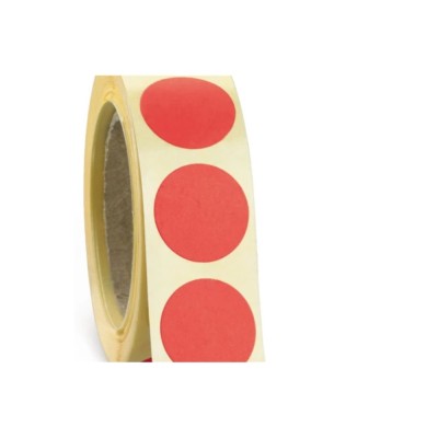 Etikett címke, 38mm, körcímke tekercses, 1000 címke/tekercs fluo piros Etikett címke, 38mm, körcímke tekercses, 1000 címke/tekercs fluo piros