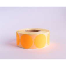 Etikett címke, 38mm, körcímke tekercses, 1000 címke/tekercs fluo narancs