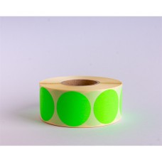 Etikett címke, 38mm, körcímke tekercses, 1000 címke/tekercs fluo zöld