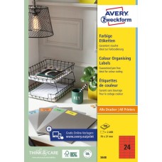 Etikett címke, 70 x37mm, univerzális, 24 címke/ív, 100 ív/doboz, Avery piros