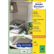 Etikett címke, 70 x37mm, univerzális, 24 címke/ív, 100 ív/doboz, Avery zöld