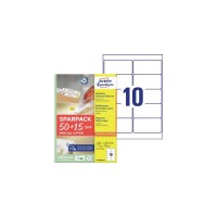 Etikett címke, 96x50,8 mm, univerzális, 65 lap, 10 címke/lap Avery, fehér