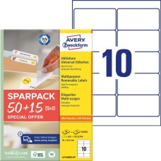 Etikett címke, 96x50,8mm, 25lap 10 címke/lap visszaszedhető Avery