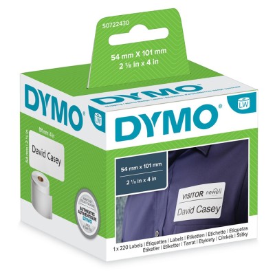 Etikett Dymo LW nyomtatóhoz 54x101mm, 220 db etikett/doboz, Original, fehér