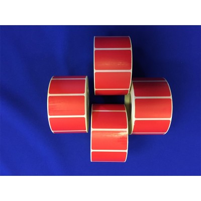 Etikett címke thermo, 25x45mm, tekercses, 1000 címke/tekercs piros