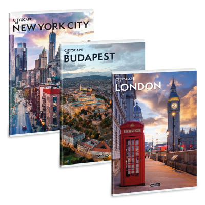 Füzet iskolai A4, 40lap, kockás extra kapcsos Ars Una CITYSCAPE 10db/csomag