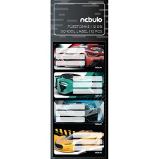 Füzetcímke 12db-os, Sportautó, vegyes minták, Nebulo