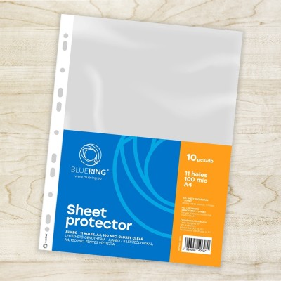 Genotherm lefűzhető, A4, 100 micron jumbo víztiszta Bluering® 10 db/csomag